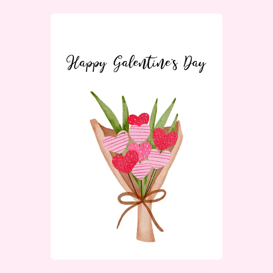Galentine's Day card with heart bouquet