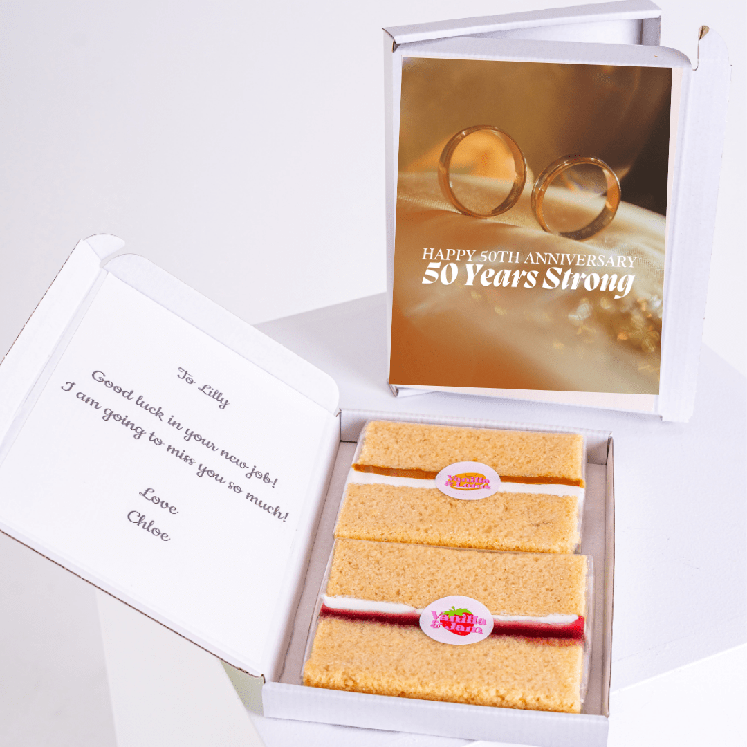 Anniversary cake with message, 50th Anniversary.