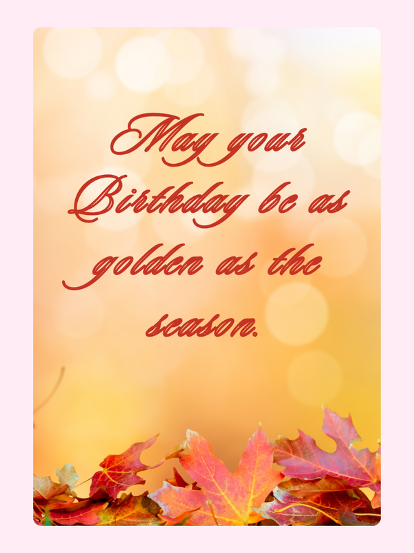 Birthday card with fall leaves and quote