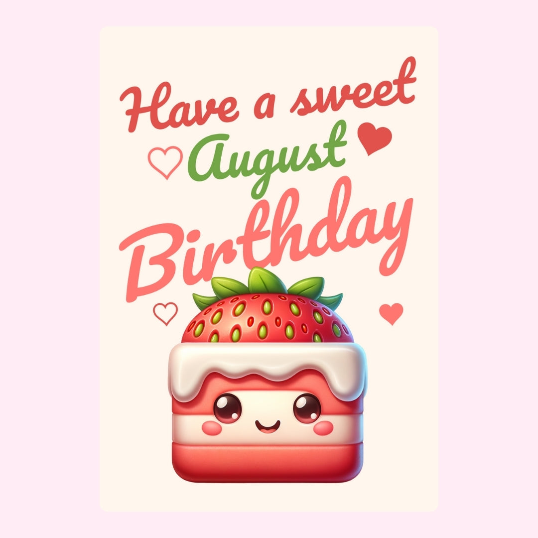 August birthday strawberry cake design