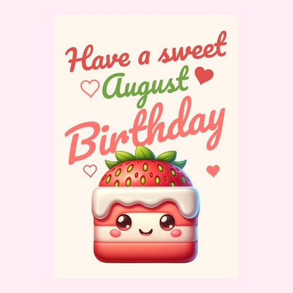 August birthday strawberry cake design