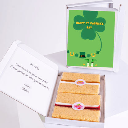 St. Patrick's Day cake gift for Lilly with card and message.