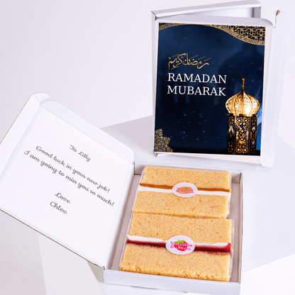 Ramadan Mubarak gift box with cake for Lilly.