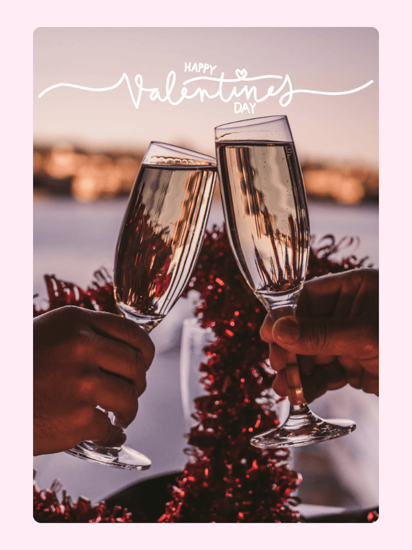 Happy Valentine's Day toast with champagne
