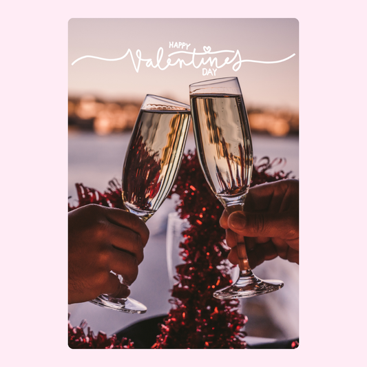 Happy Valentine's Day toast with champagne