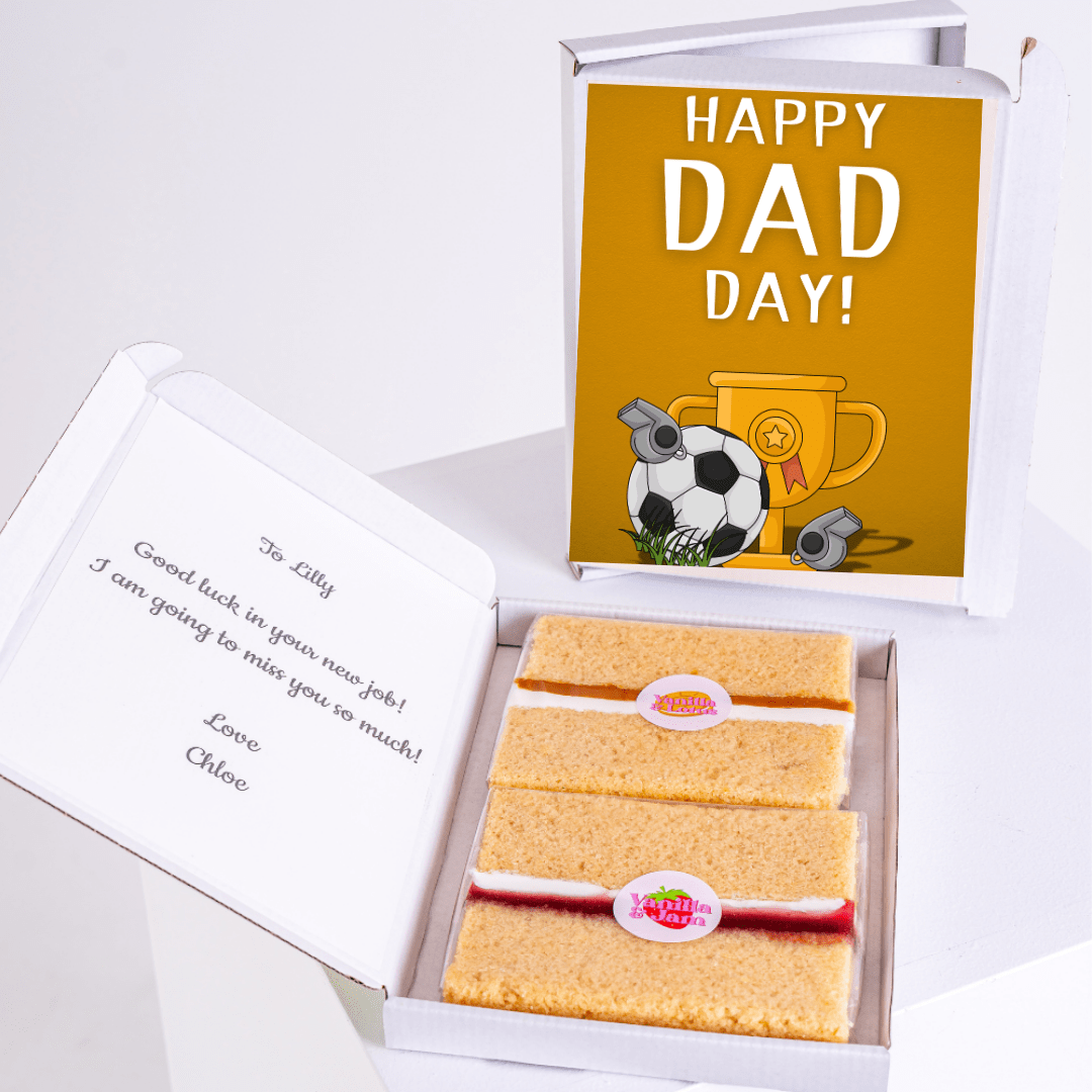 Dad Day gift box with cake and card