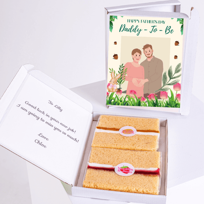 Father's Day gift box with cake and Daddy-To-Be card.
