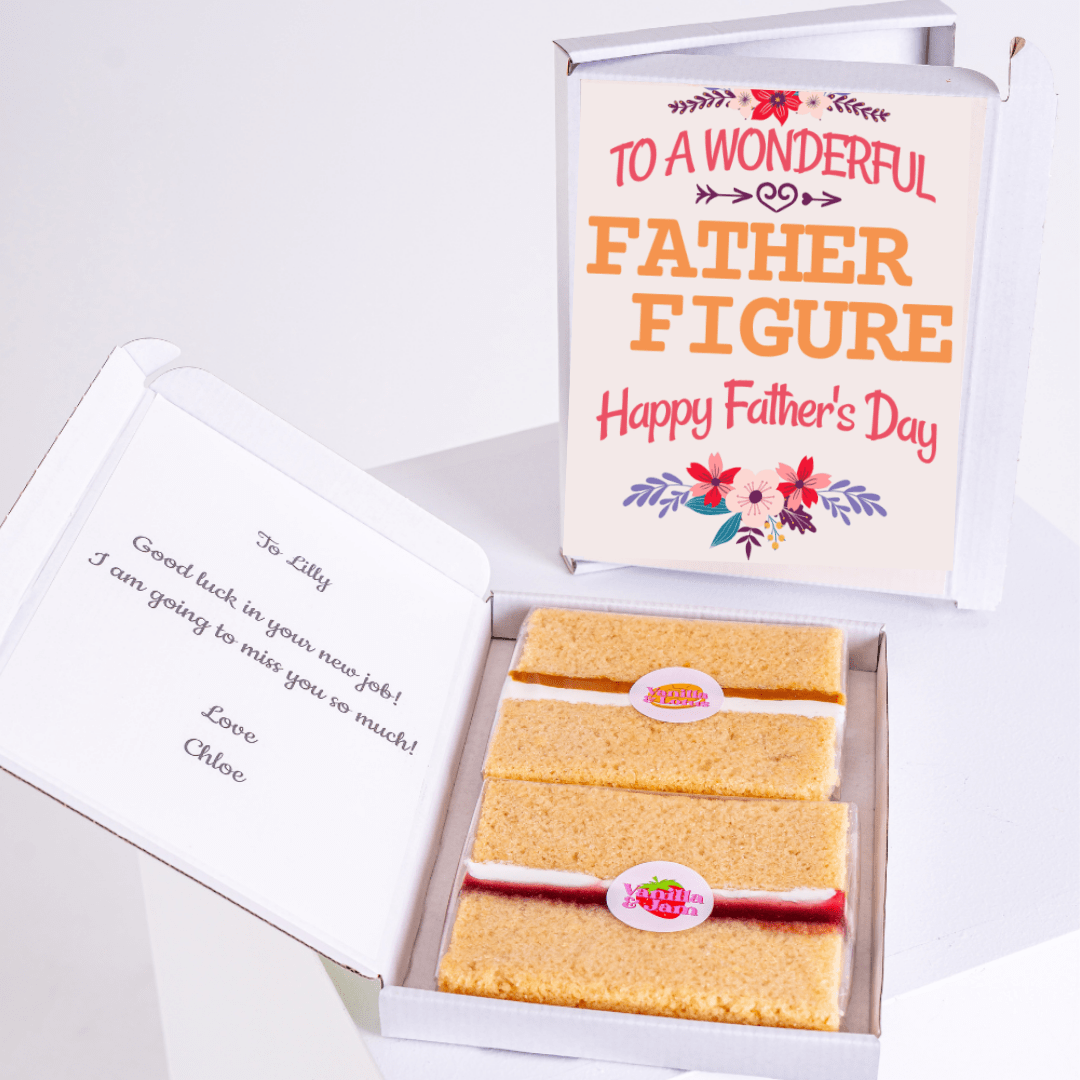 Father's Day gift box with cake and card