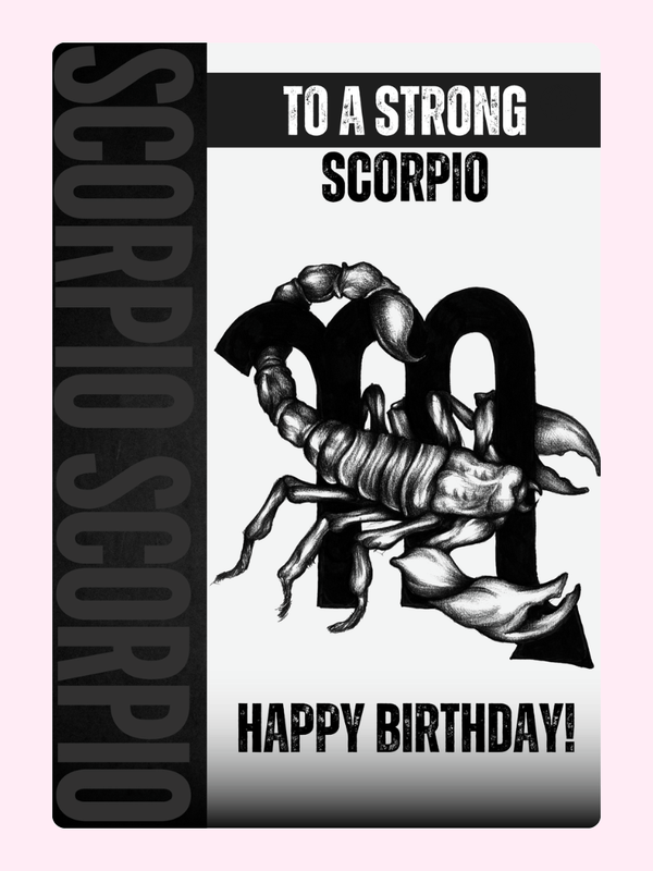Scorpio birthday card with scorpion image