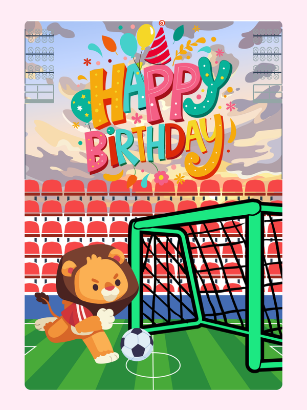Football Crazy Lion Cake Card, birthday