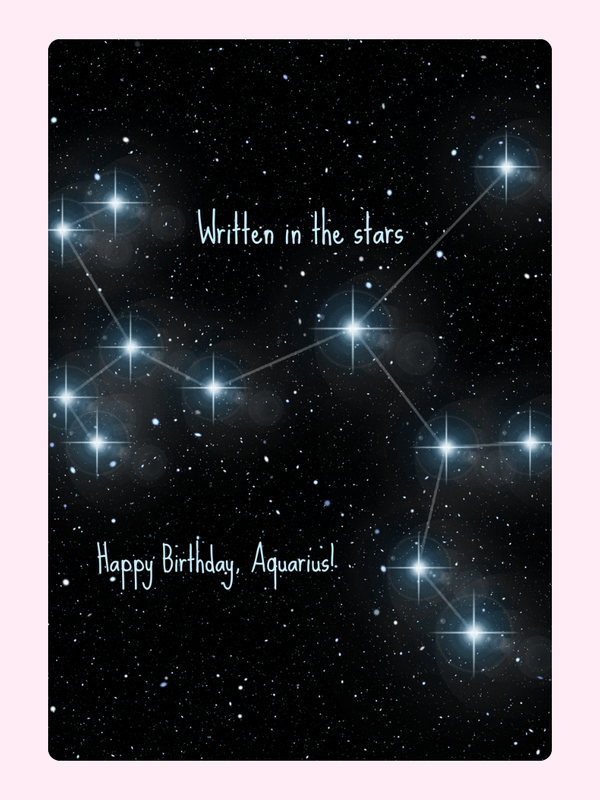 Aquarius Constellation Birthday Cake Card