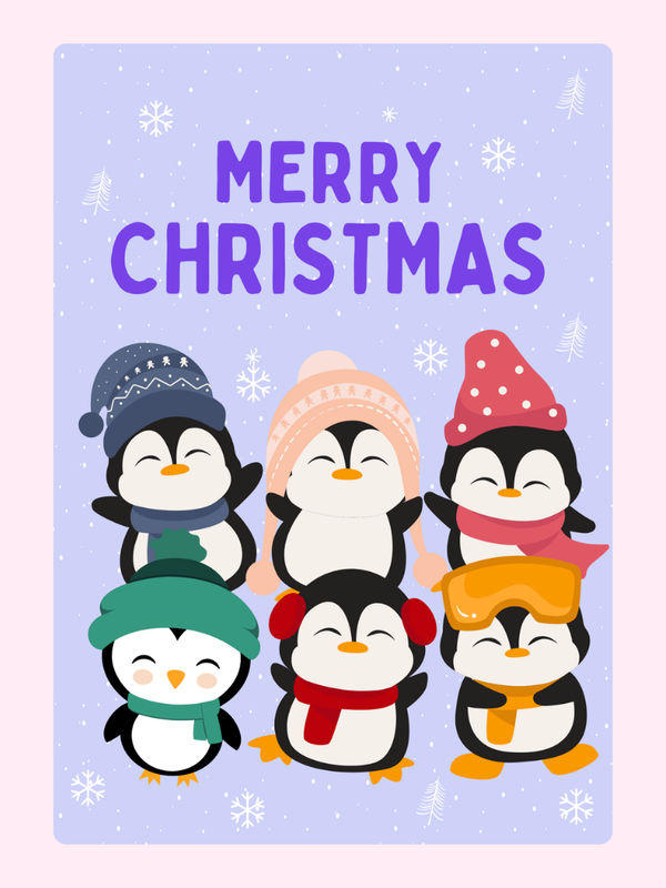 Christmas card with penguins
