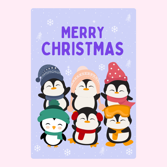 Christmas card with penguins