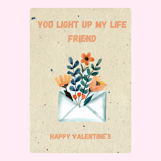 Valentine's Day card with flowers, You light up my life