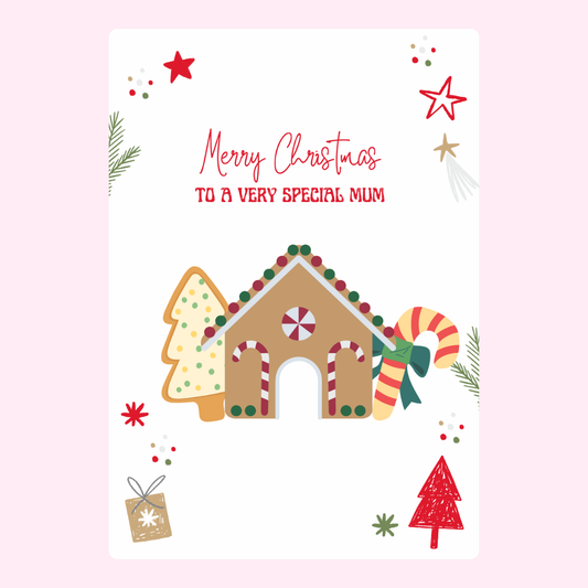 Christmas card for Mum with gingerbread house