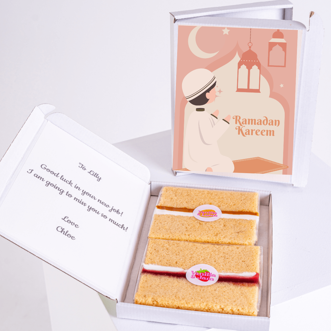 Ramadan Kareem cake gift box for Lilly, farewell message.