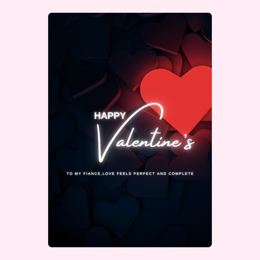 Happy Valentine's Day card with hearts, perfect for your fiancé.