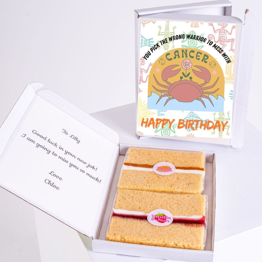 Birthday cake with Cancer card, gift for Lilly