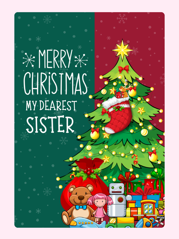Merry Christmas29 Cake Card, for a sister