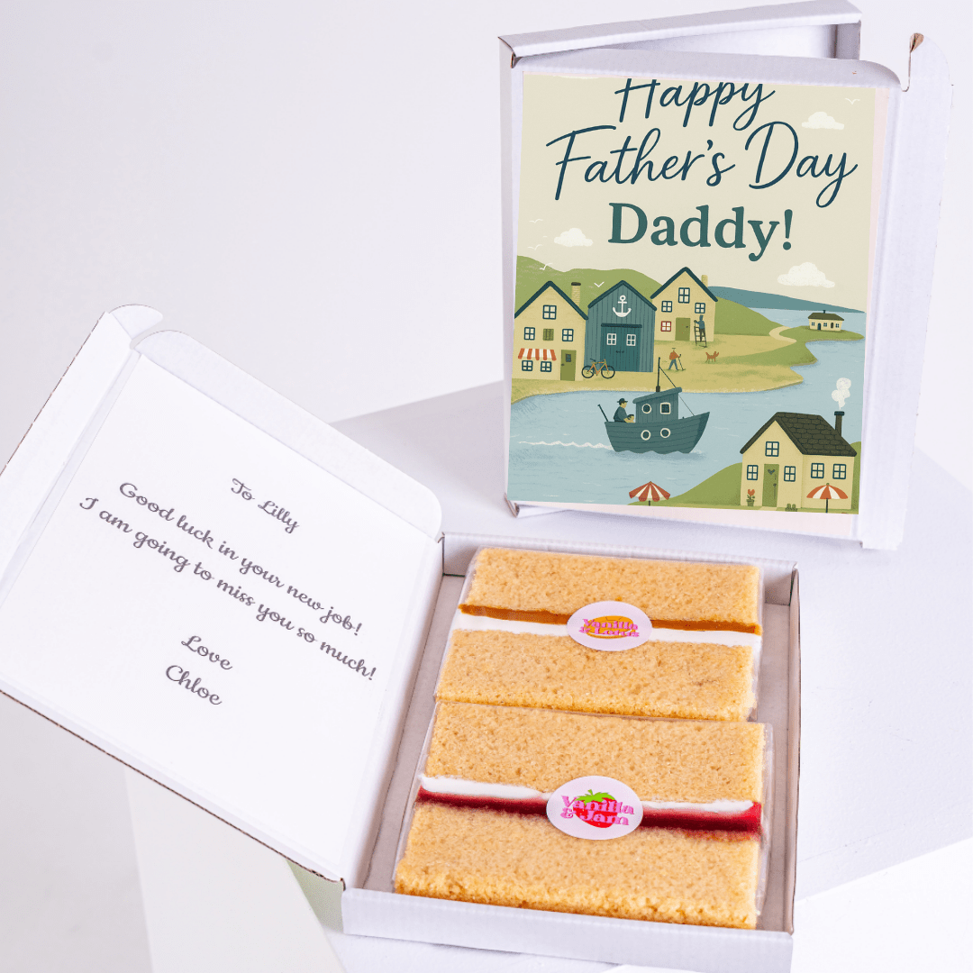 Father's Day cake & gift box with Happy Father's Day Daddy! message.