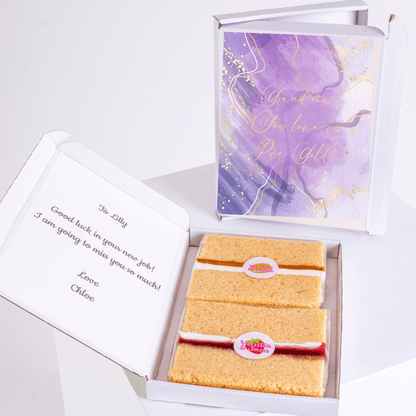 Farewell cake gift for Lilly, with a personalized card.