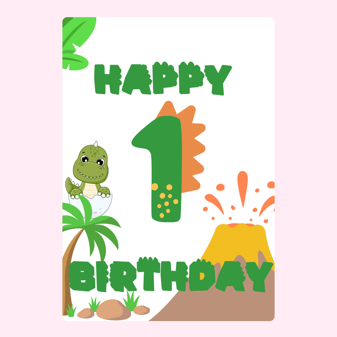 Dinosaur 1st Birthday Card