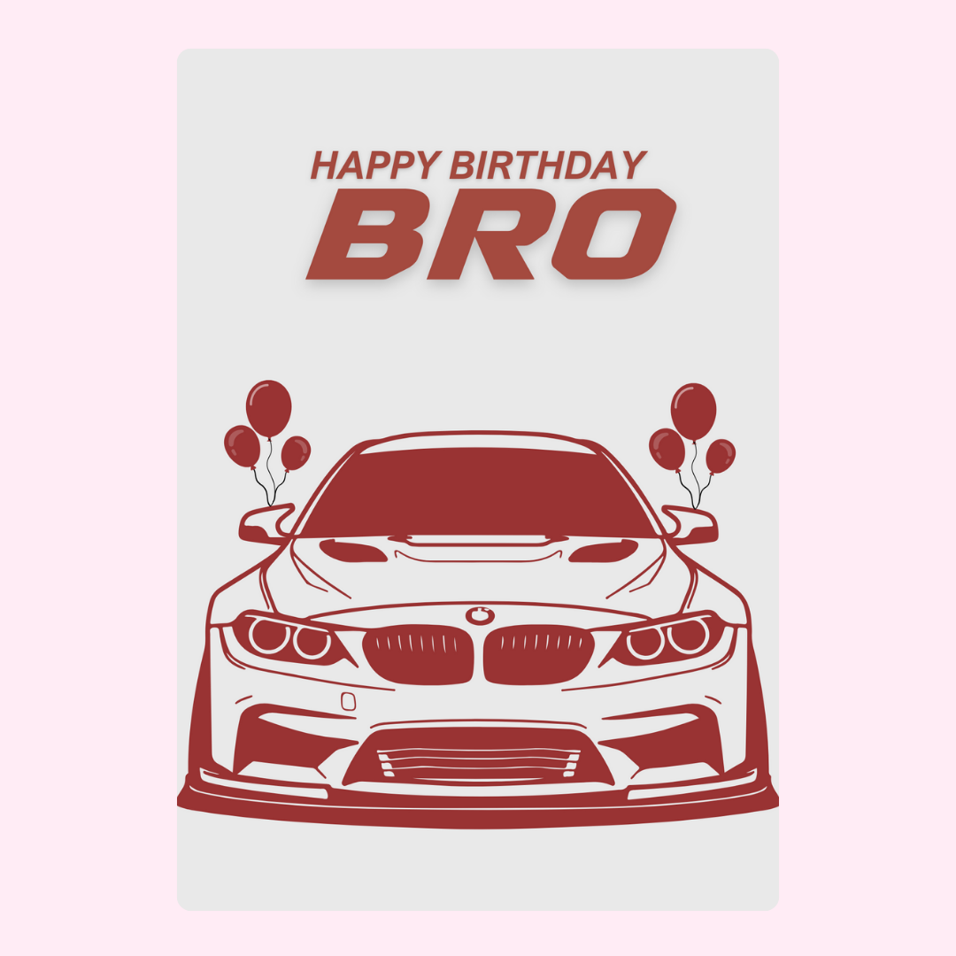 Birthday card for bro with car illustration