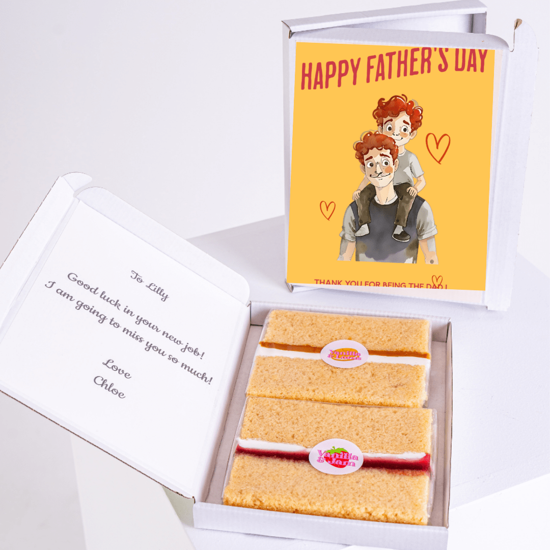 Father's Day card & cake gift set, personalized message.