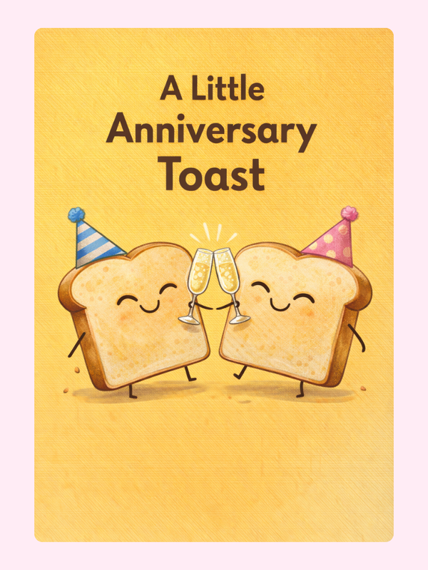 A Little Anniversary Toast Funny Cake Card letterbox cake card with freshly baked cake slices