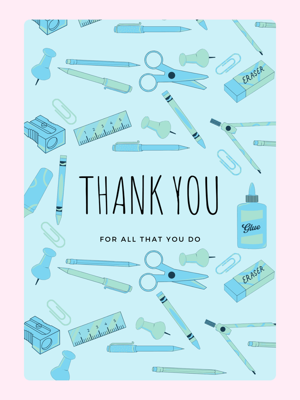 Thank you card with stationery pattern