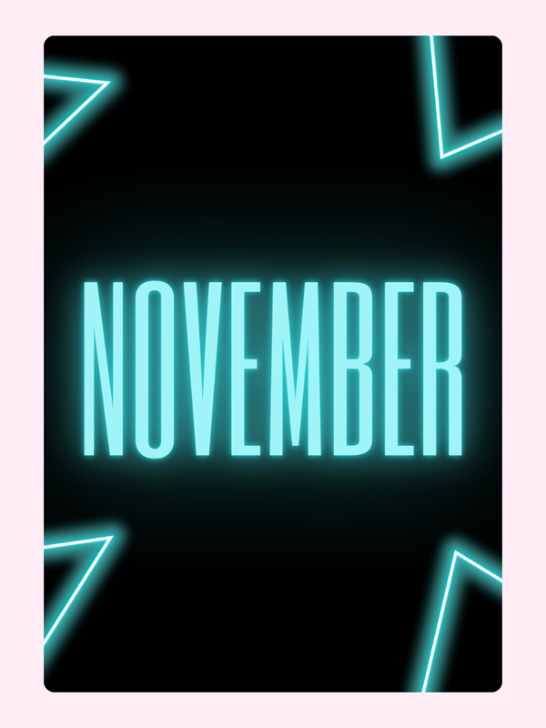 November neon sign on black background