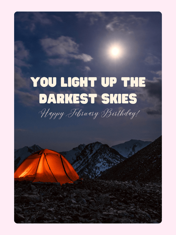 Happy February Birthday Cake Card