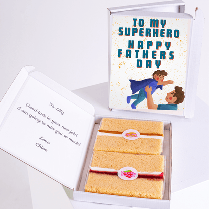 Father's Day gift box with cake and card for Lilly