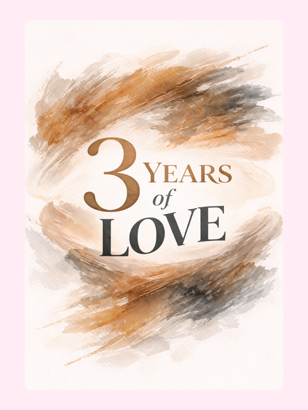3 Years Of Love Leather Anniversary Cake Card