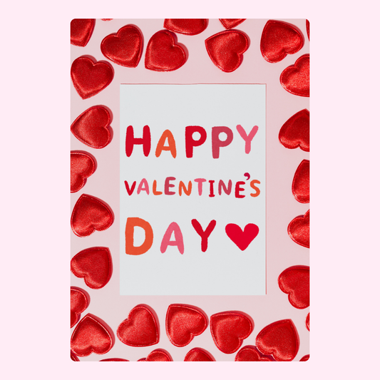 Valentine's Day frame with hearts and greeting