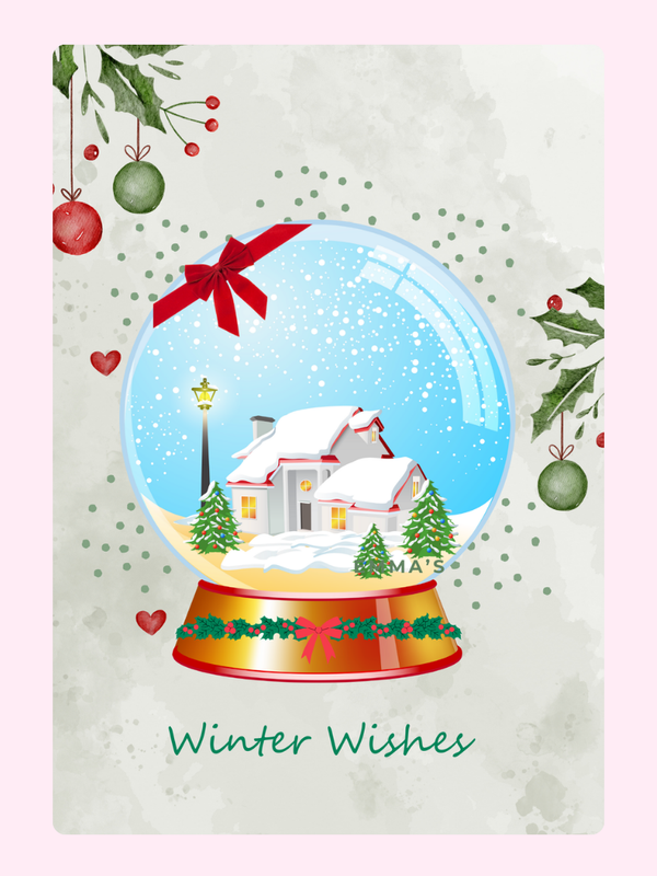 Winter wishes snow globe illustration