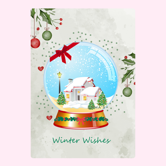 Winter wishes snow globe illustration