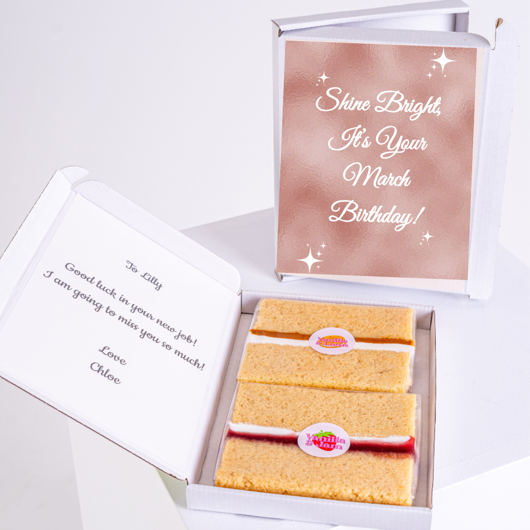 Birthday cake gift box for Lilly, Shine Bright message.