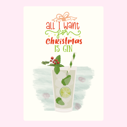 Christmas Gin Cocktail Gift Card - All I Want Is Gin