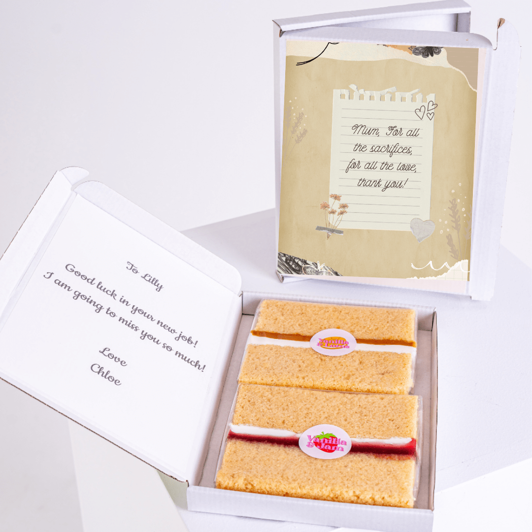 Cake gift box with Good luck & Thank you notes