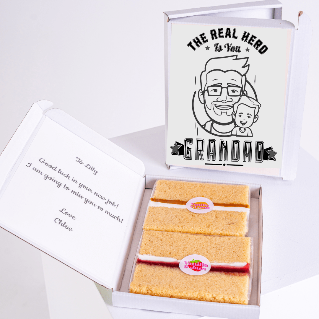 Grandad gift box with cake and message for Lilly.