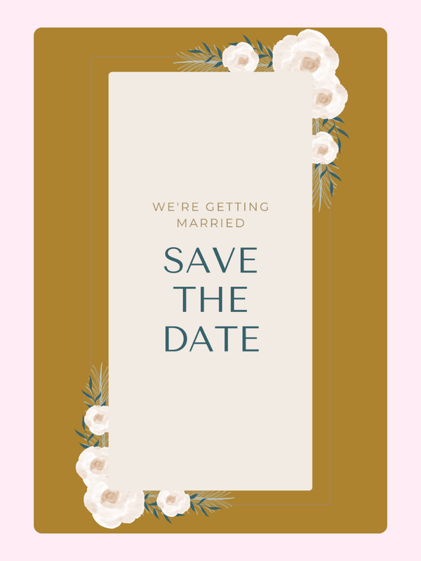 Save the Date wedding invitation with floral accents