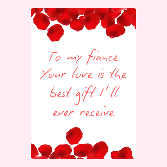 Romantic card for fiancé with rose petals