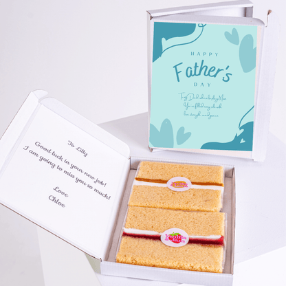 Father's Day cake gift box with note to Lilly, from Chloe