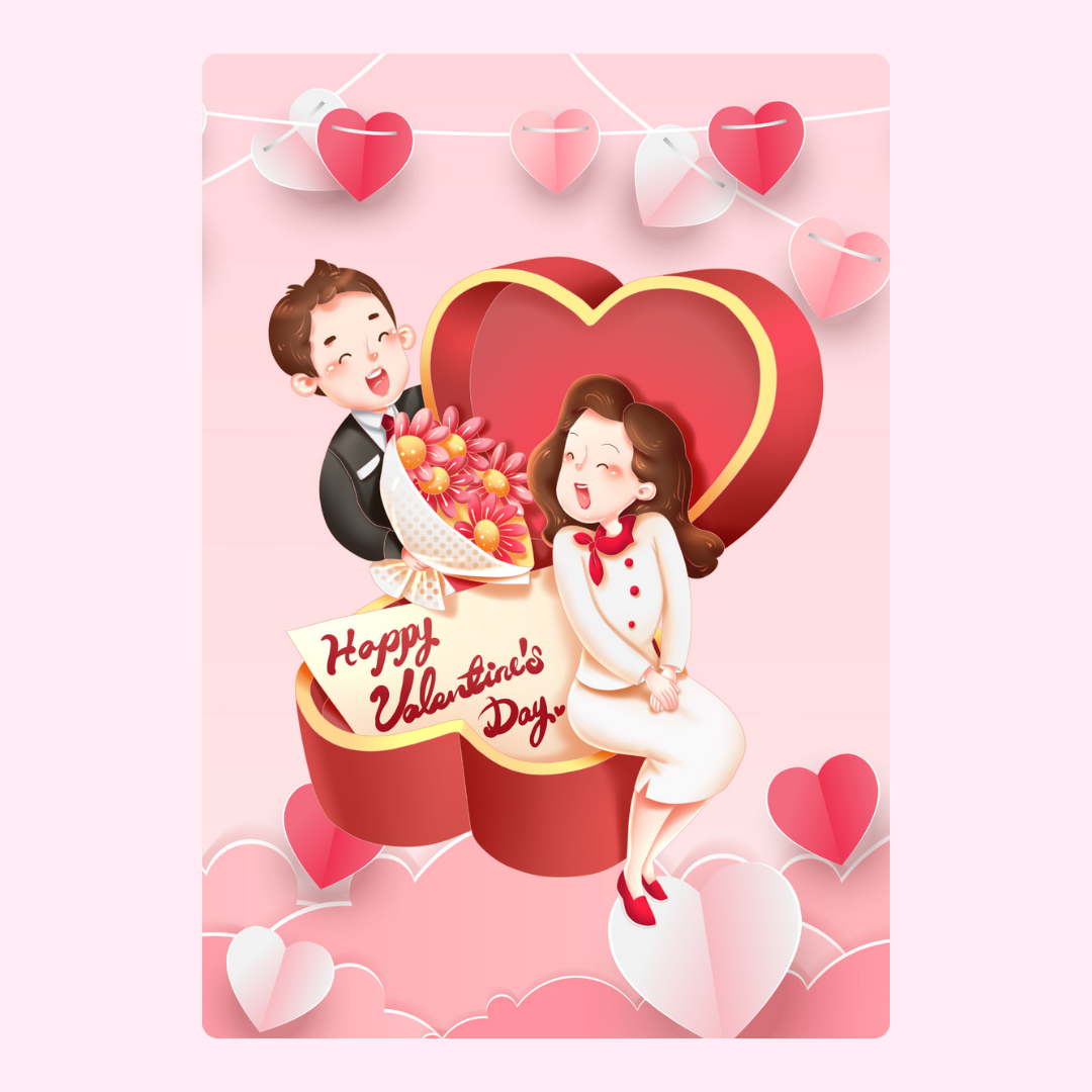 Valentine's Day card with couple and flowers (16_4aa8cfd4)