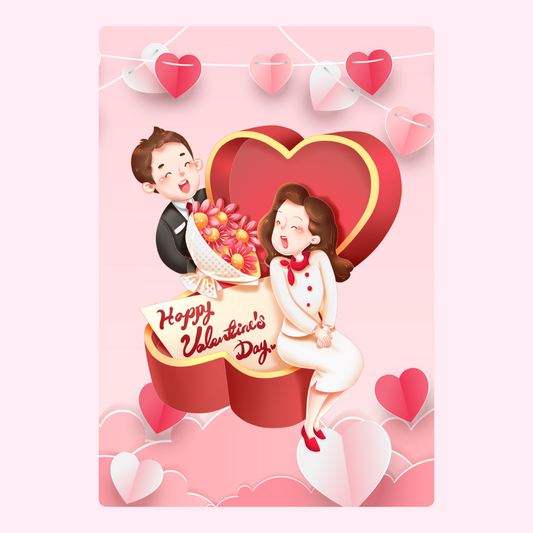 Valentine's Day card with couple and flowers (16_4aa8cfd4)