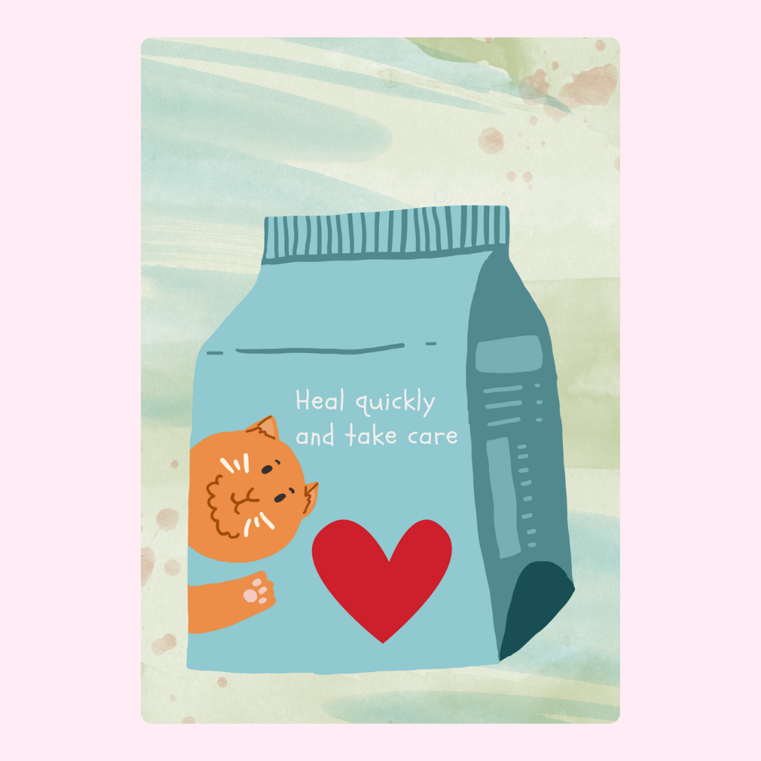 Get Well Soon Card with Cat and Heart