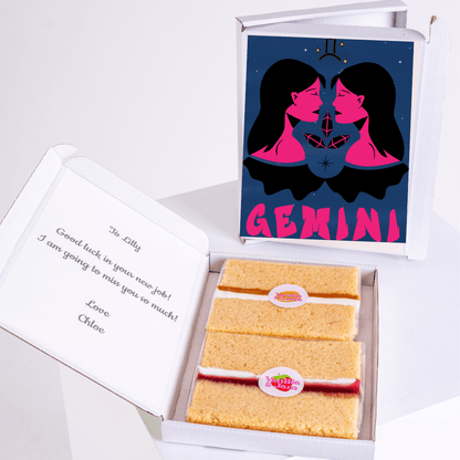 Gemini cake gift box for Lilly with message