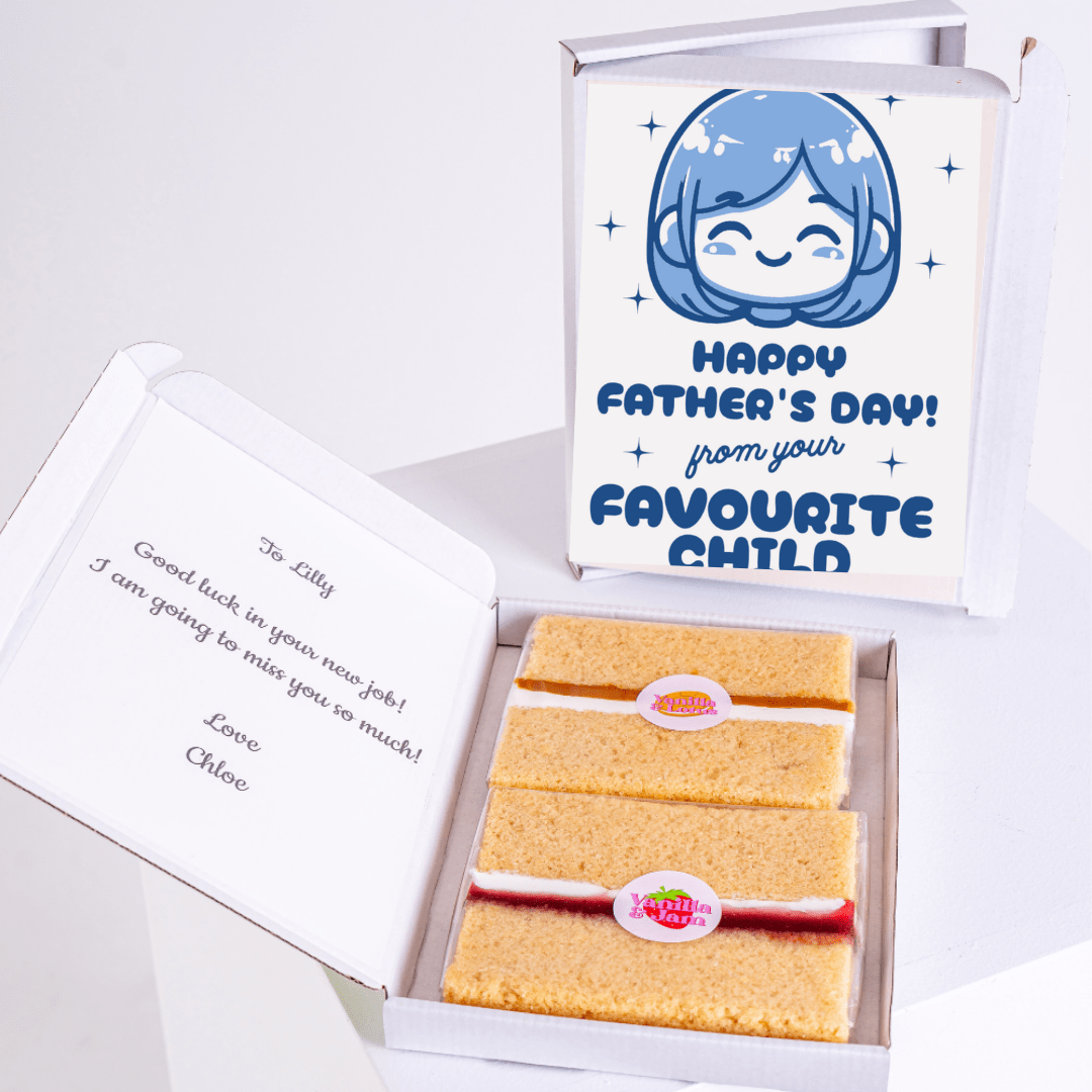 Father's Day cake gift from favorite child, with note for Lilly