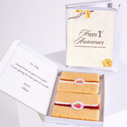 Anniversary cake gift box for Lilly; Happy 1st Anniversary.
